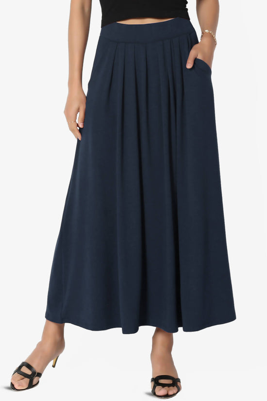 Gyrate Pleated Pocket Flared Midi Skirt