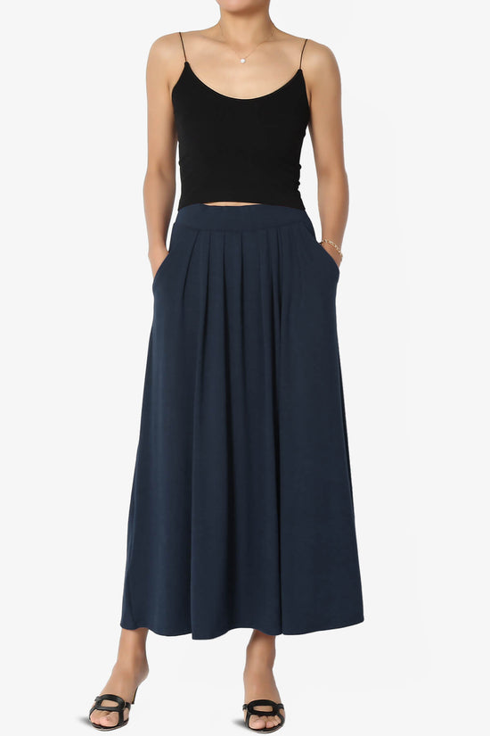 Gyrate Pleated Pocket Flared Midi Skirt