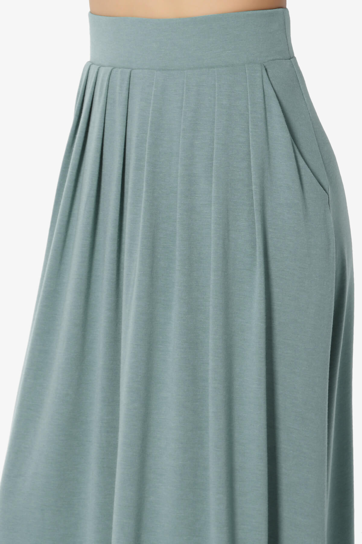 Gyrate Pleated Pocket Flared Midi Skirt