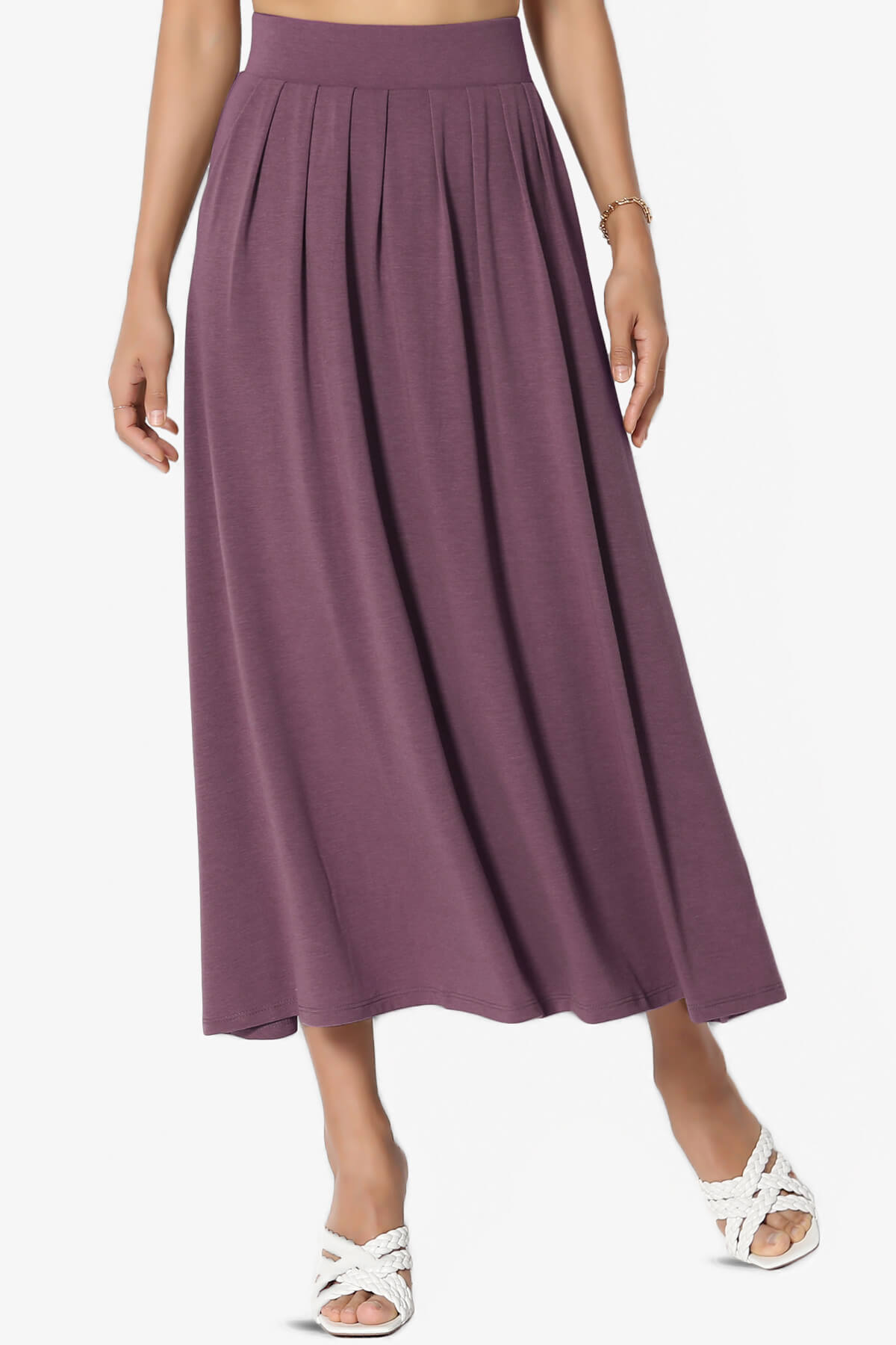 Gyrate Pleated Pocket Flared Midi Skirt