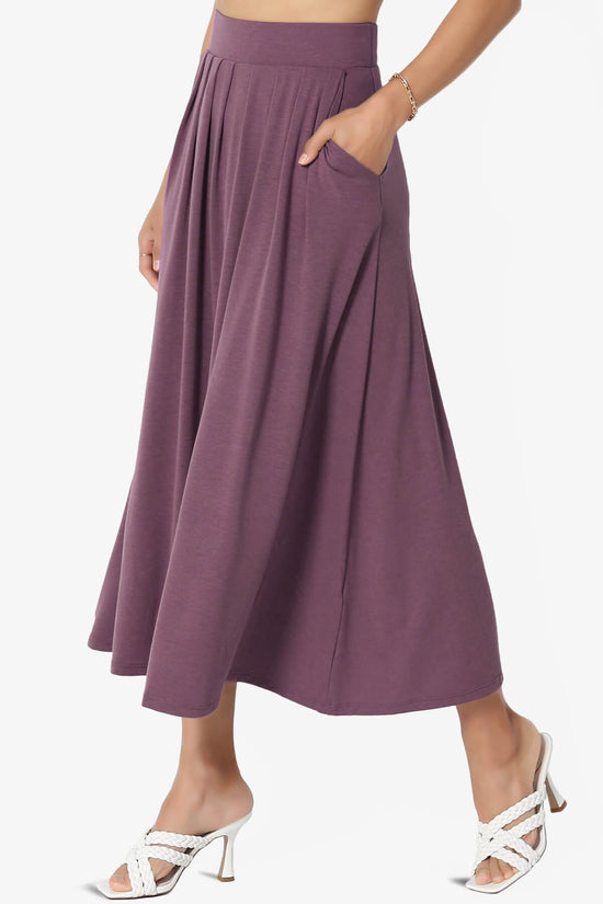 Gyrate Pleated Pocket Flared Midi Skirt