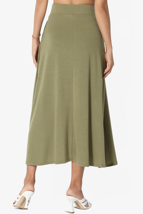 Gyrate Pleated Pocket Flared Midi Skirt