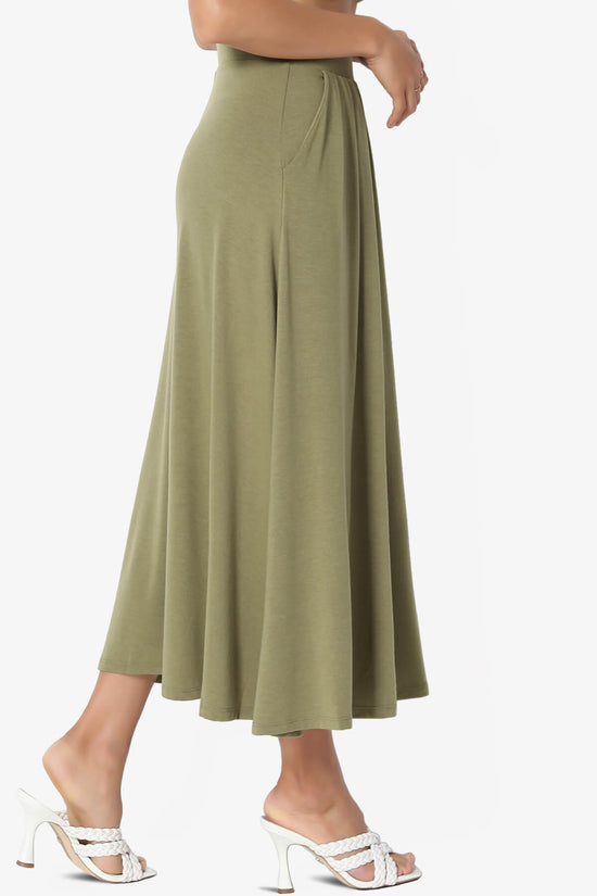 Gyrate Pleated Pocket Flared Midi Skirt