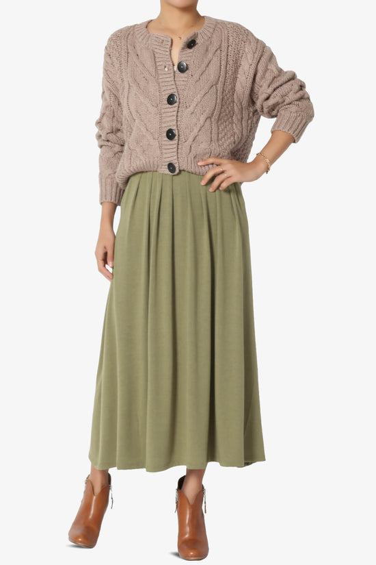 Gyrate Pleated Pocket Flared Midi Skirt