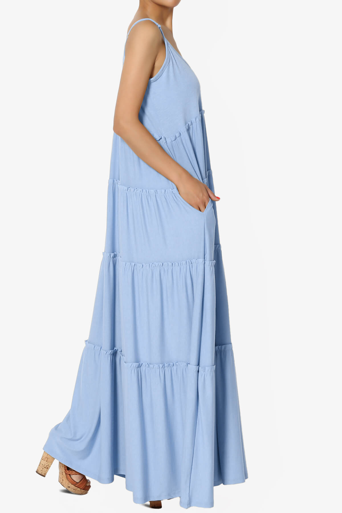 Bennet Ruffle Tiered Pocket Cami Maxi Dress