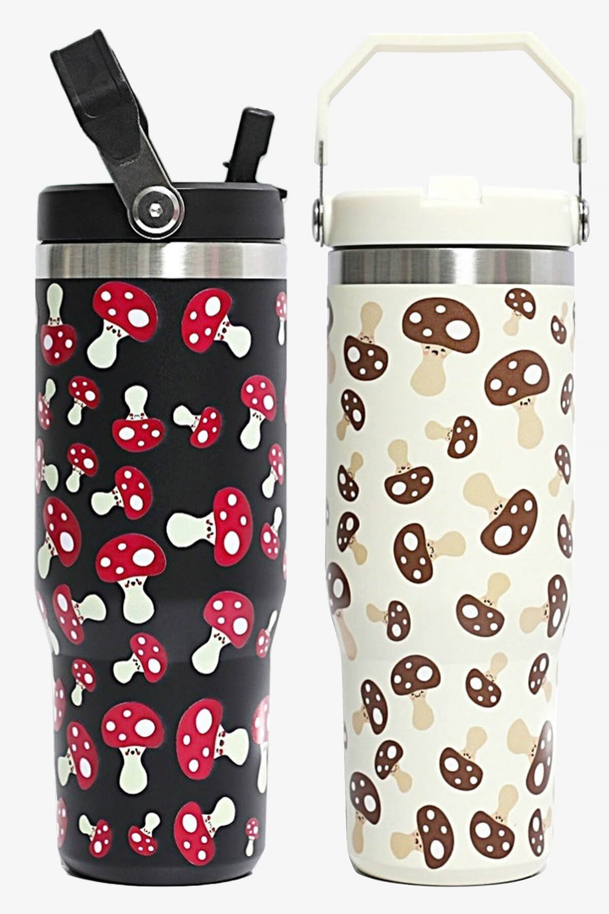 Load image into Gallery viewer, 30 oz Mushroom Print Tumbler with Handle and Flip Straw
