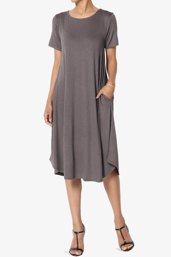 Ivetta Short Sleeve Pocket Swing Dress GREY_1