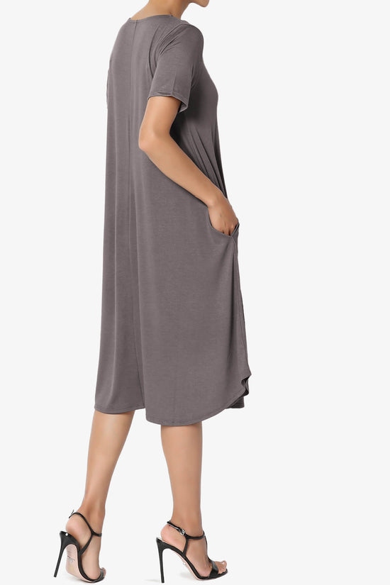 Ivetta Short Sleeve Pocket Swing Dress GREY_4