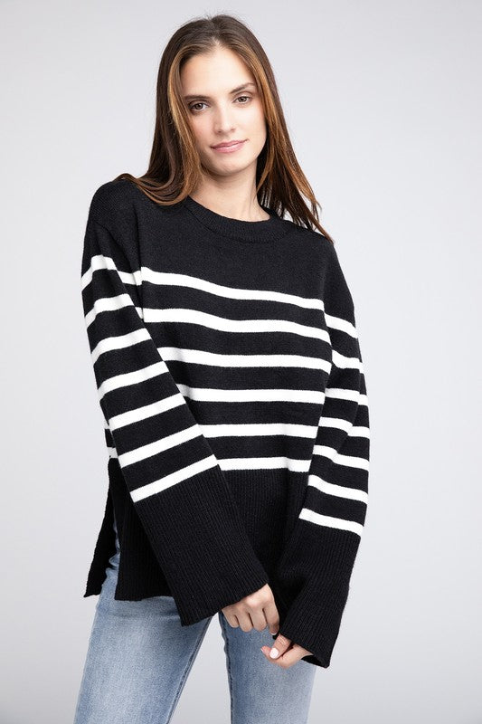BiBi Ribbed Hem Stripe Sweater