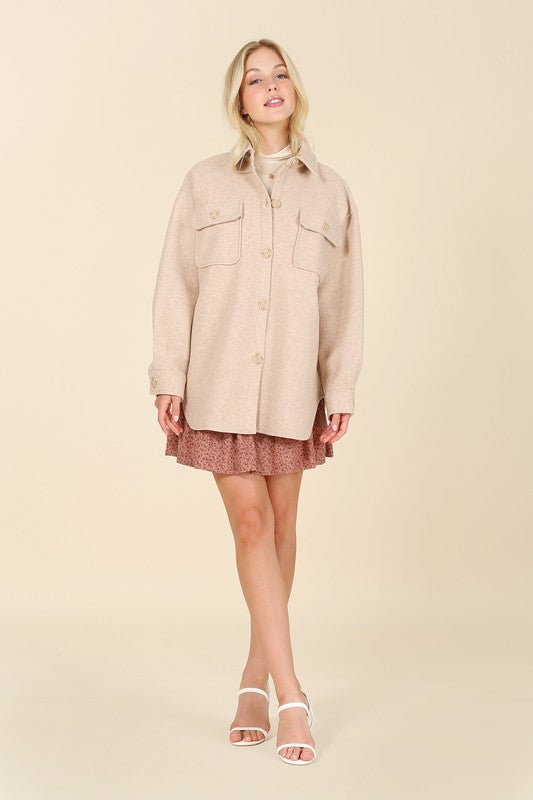 Lilou Light beige shacket with pockets