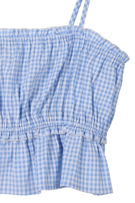 Lilou Blue gingham tank top