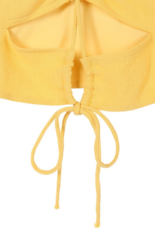 Lilou Sleeveless yellow crop tank top