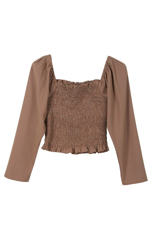 Lilou LS square neck smocking top