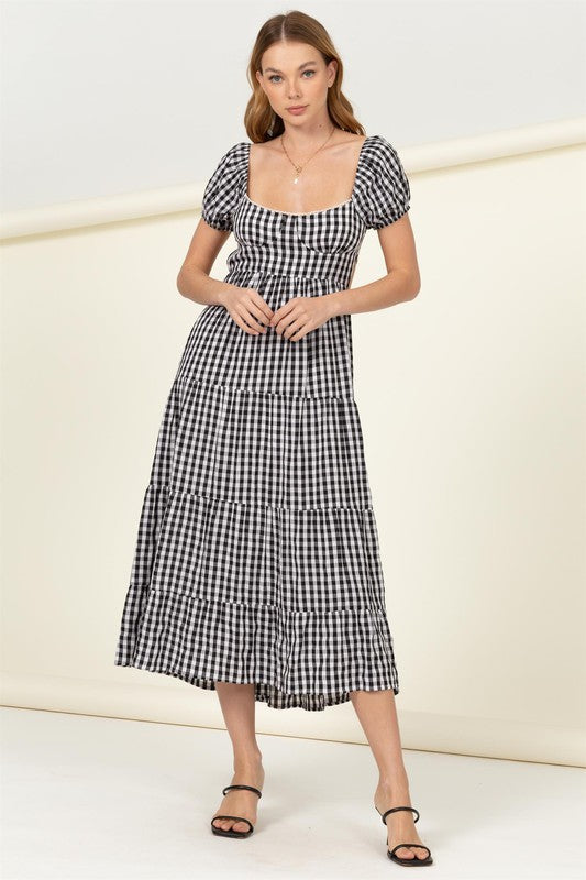 HYFVE Somewhere to Go Tie-Back Gingham Print Maxi Dress