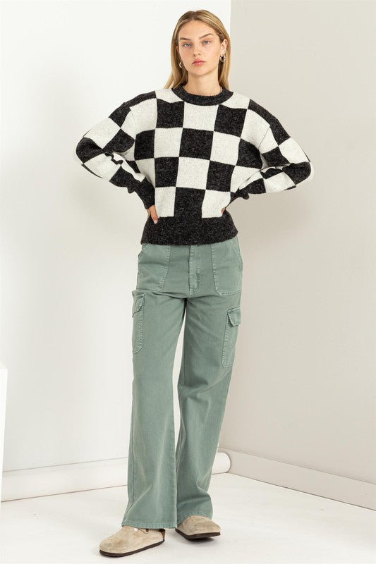 Load image into Gallery viewer, HYFVE Weekend Chills Checkered Long Sleeve Sweater
