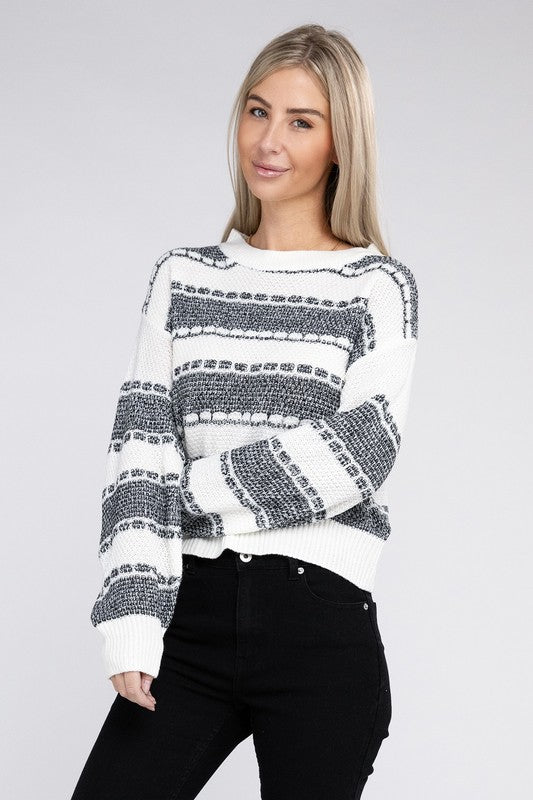 Nuvi Apparel Two Tone Drop Shoulder Sweater