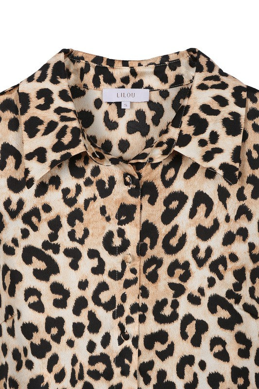 Lilou Satin leopard blouse