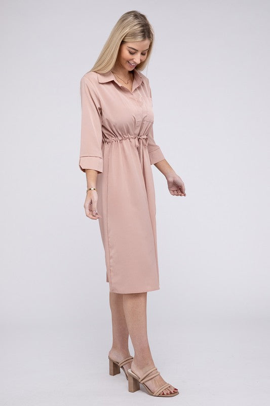 Nuvi Apparel Drawstring Waist Shirt Dress