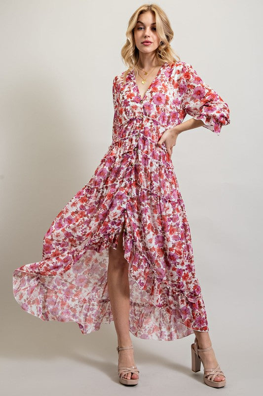 Sweet Generis BOHEMIAN FLORAL HIGH AND LOW MAXI DRESS