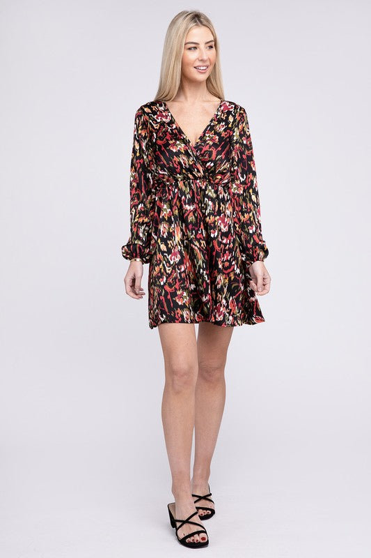Load image into Gallery viewer, Nuvi Apparel Multicolor Print V Neck Dress

