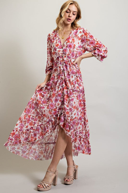 Sweet Generis BOHEMIAN FLORAL HIGH AND LOW MAXI DRESS