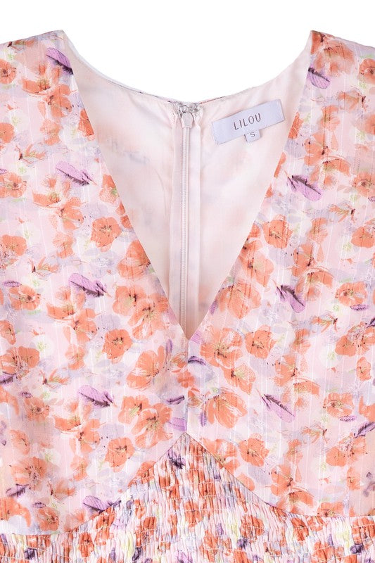 Lilou Floral Print V neck maxi dress