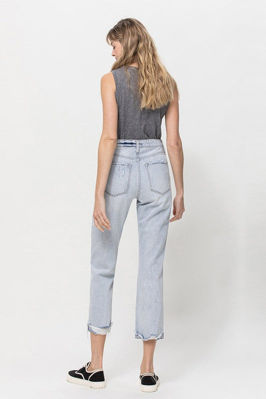 Load image into Gallery viewer, VERVET by Flying Monkey Super High Relaxed Cuffed Straight Jeans
