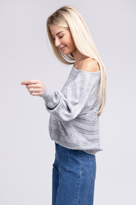Load image into Gallery viewer, Nuvi Apparel Boat Neck Cable Knit Sweater
