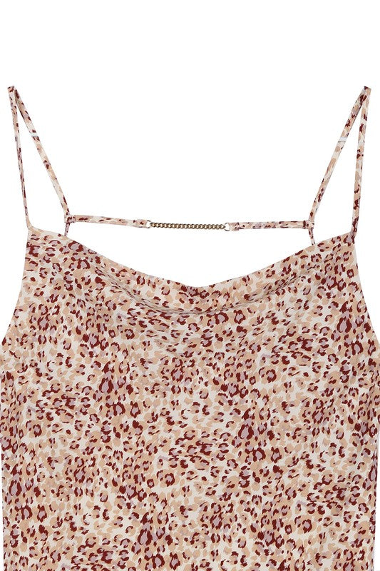 Load image into Gallery viewer, Lilou Leopard cami dress with chain trim
