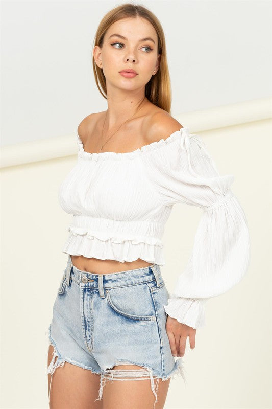 HYFVE Dipped in Sugar Flounce Hem Blouse