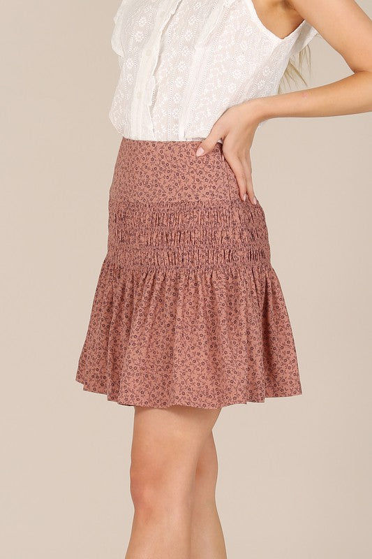 Lilou Floral smocked skirt