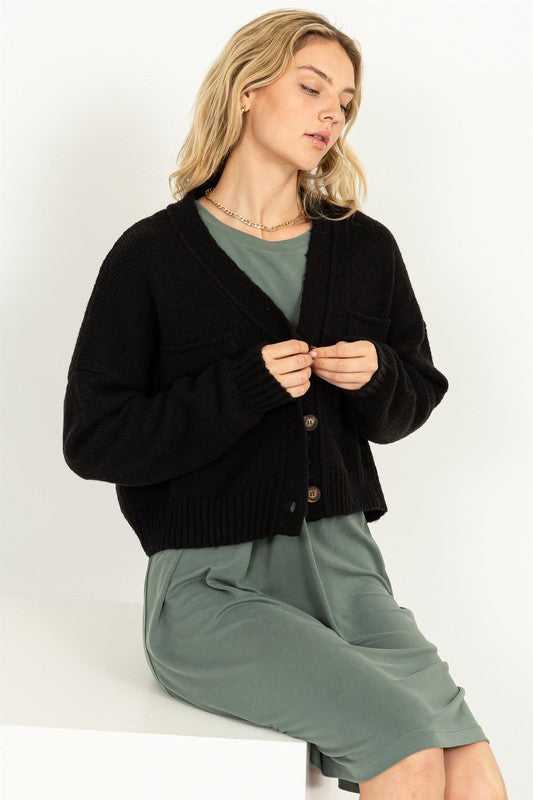 HYFVE Cute Mood Crop Shoulder Cropped Cardigan Sweater