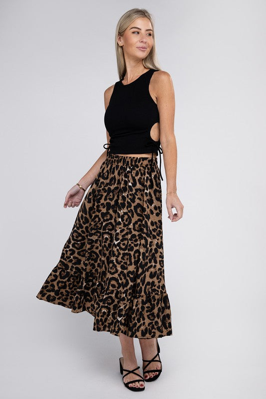 Nuvi Apparel Leopard Maxi Skirt
