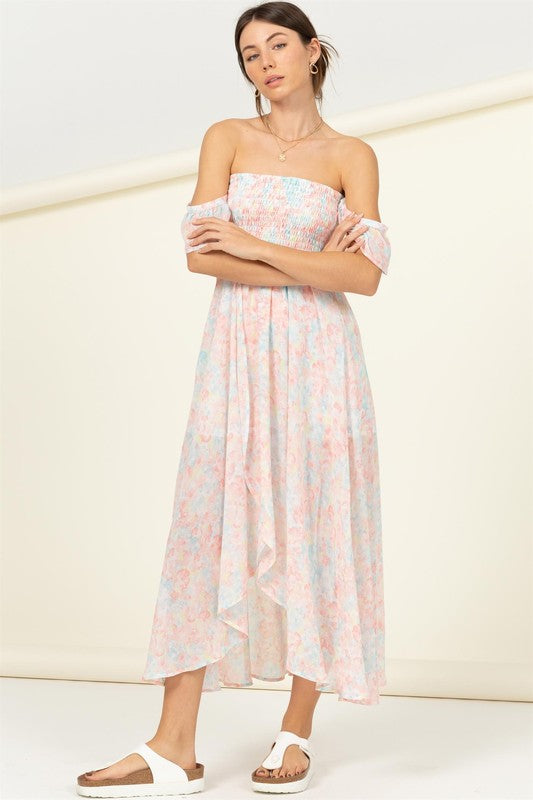 HYFVE Pastel Florals Smocked Midi Dress