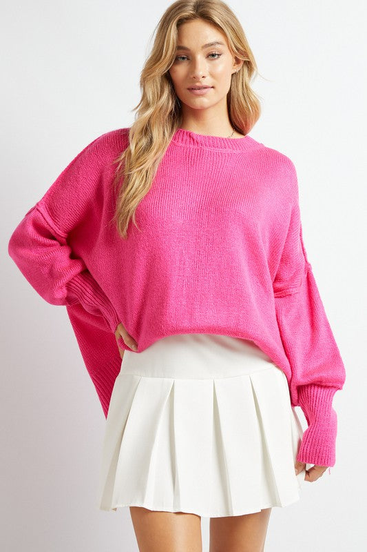 Load image into Gallery viewer, Davi &amp;amp; Dani Plus Solid Boat Neck Long Sleeve Sweater
