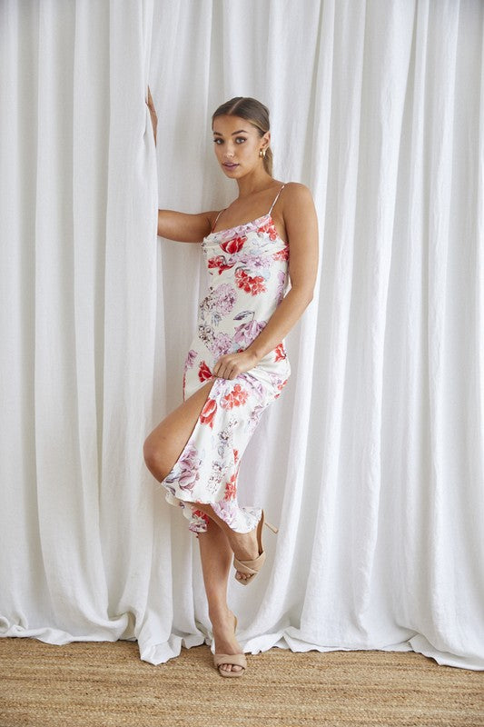 One and Only Collective Floral Midi Cowl Neck Slip Dress