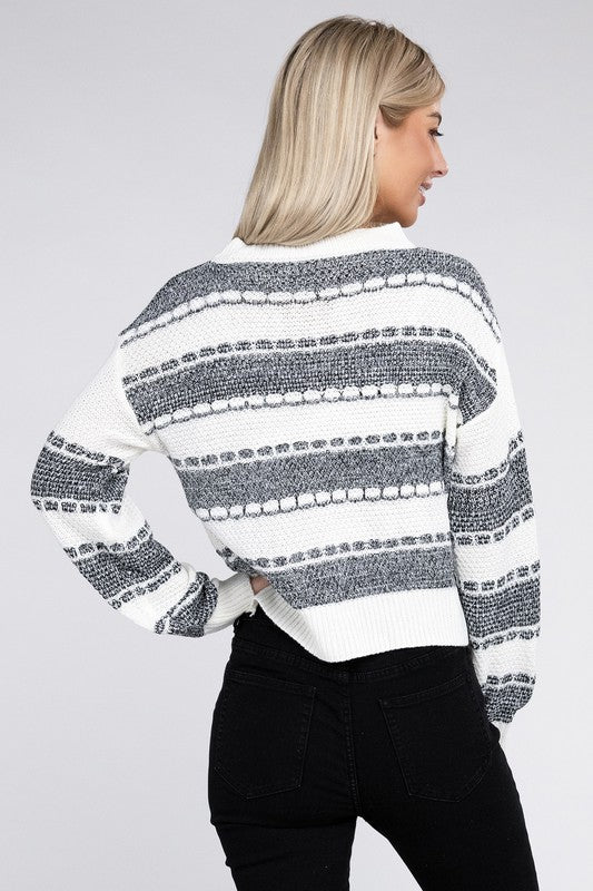 Nuvi Apparel Two Tone Drop Shoulder Sweater