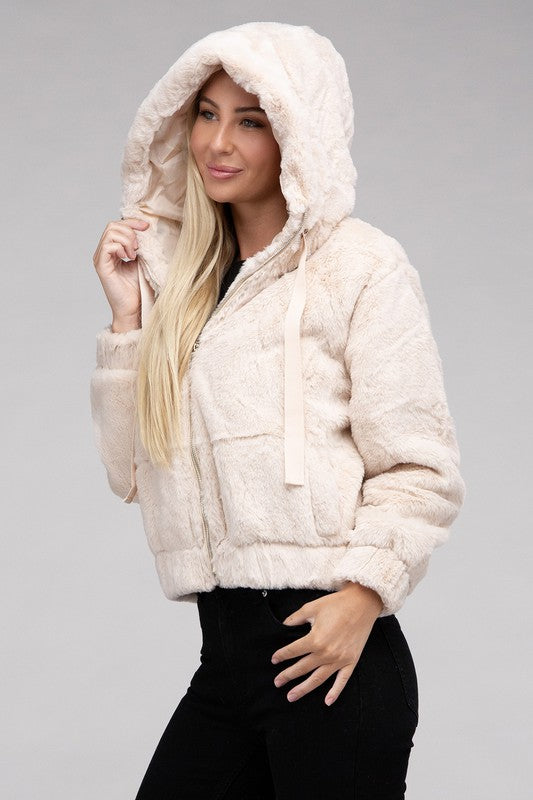 Ambiance Apparel Fluffy Zip-Up Teddy Hoodie