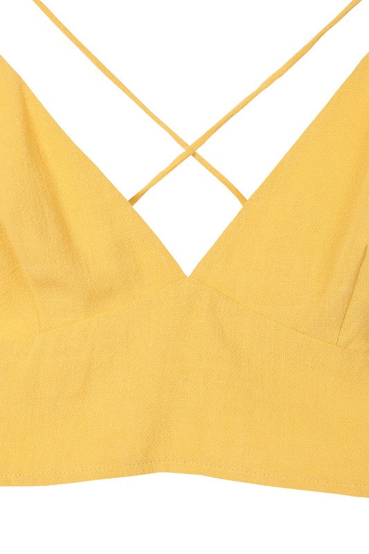 Lilou Sleeveless yellow crop tank top