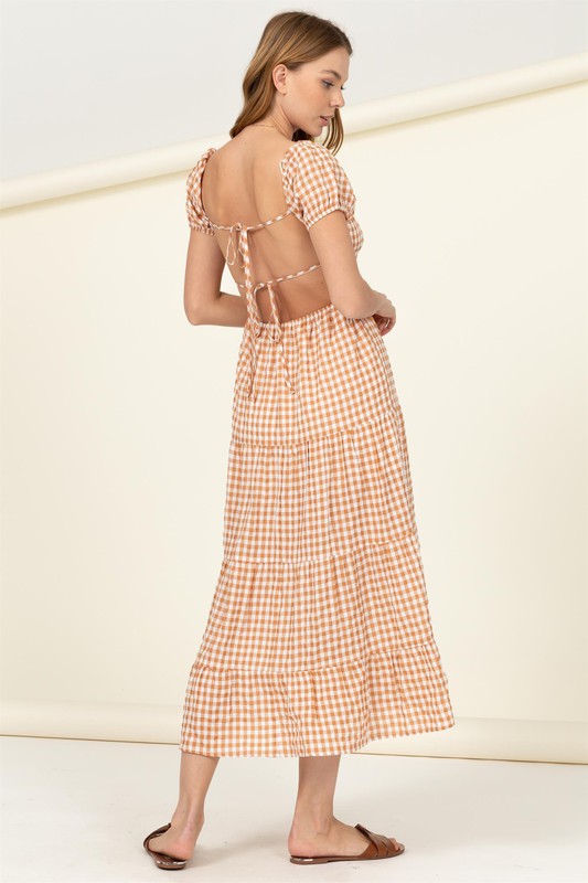 HYFVE Somewhere to Go Tie-Back Gingham Print Maxi Dress