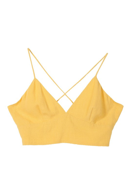 Lilou Sleeveless yellow crop tank top