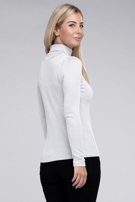 ZENANA Ribbed Turtle Neck Long Sleeve Top