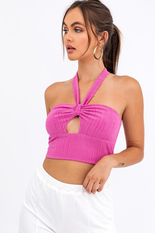 LE LIS Halter Bandeau Crop Top