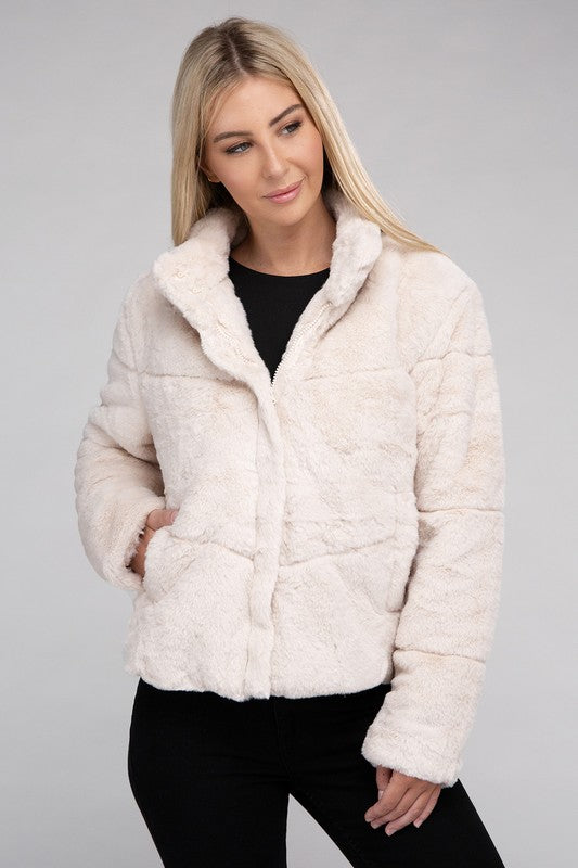 Ambiance Apparel Junior Fluffy Zip-Up Sweater Jacket