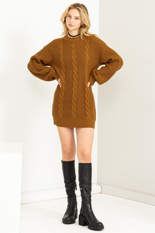HYFVE Cable-Knit Ribbed Mini Sweater Dress