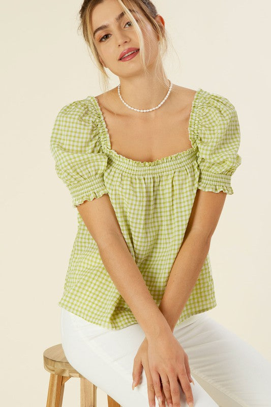 Lilou Smocked blouse with puff sleeve