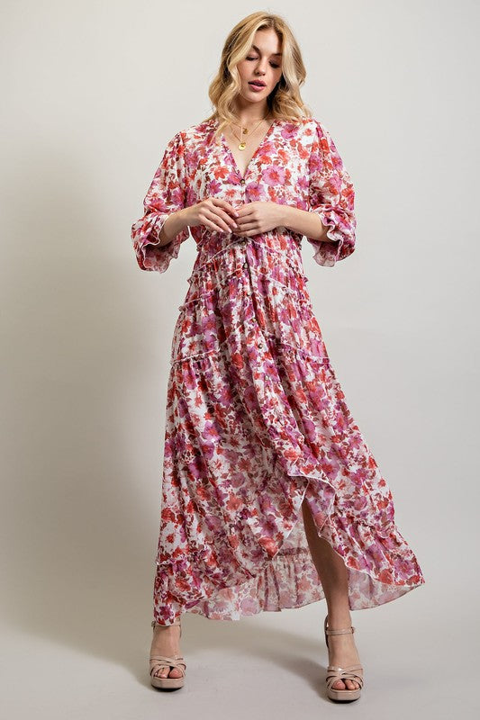 Sweet Generis BOHEMIAN FLORAL HIGH AND LOW MAXI DRESS