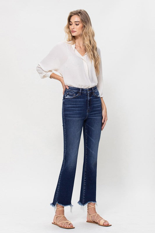 VERVET by Flying Monkey High Rise Distressed Hem Kick Flare Jeans