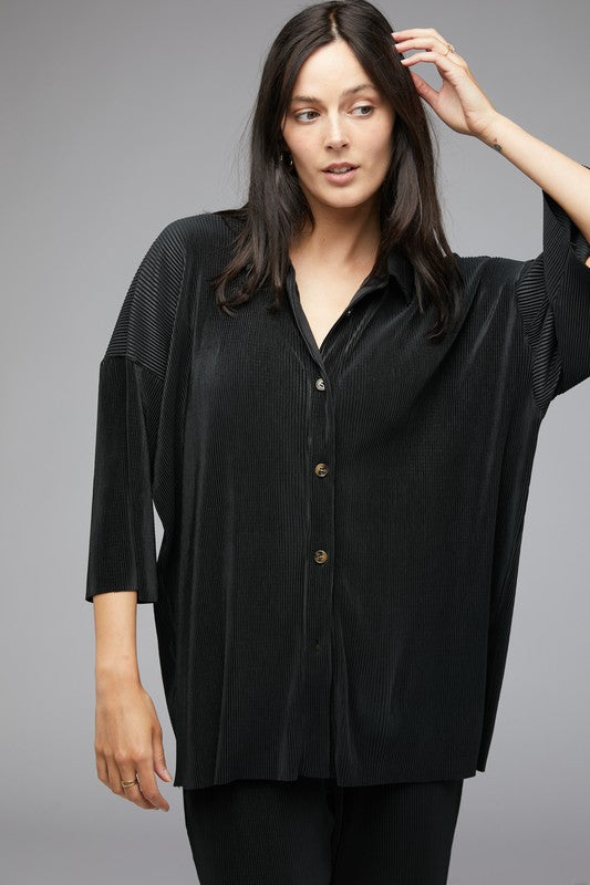 Davi & Dani SOLID BUTTON DOWN TOP