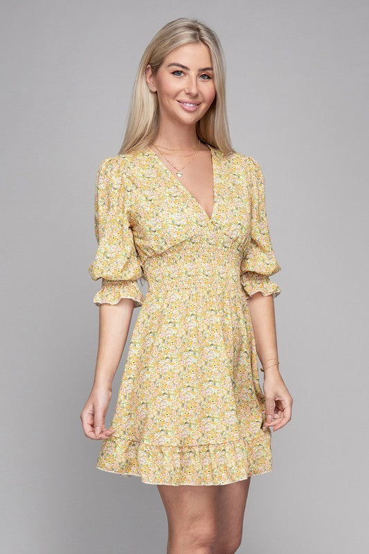 Nuvi Apparel Smocked floral dress